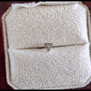 Triangle Real Diamond & 14K Gold Earring (Single)